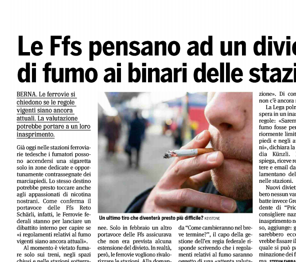 Divieto di fumo ai binari delle stazioni?