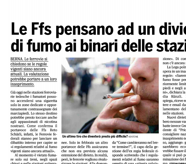 Divieto di fumo ai binari delle stazioni? 